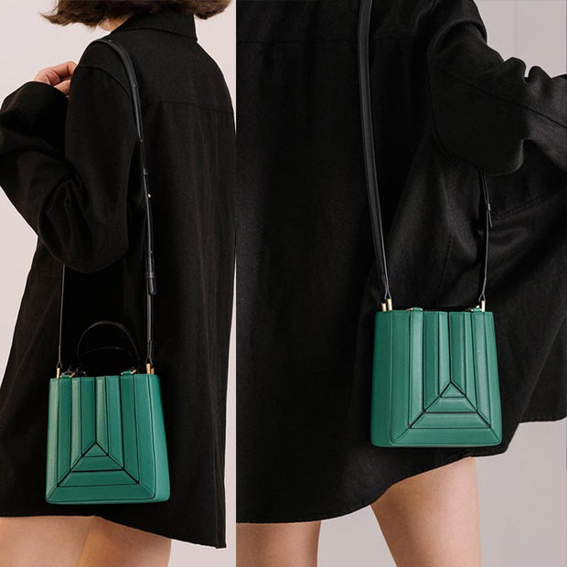 Handbag For Women Drawstring PU Leather Pleated Crossbody Shoulder Bag