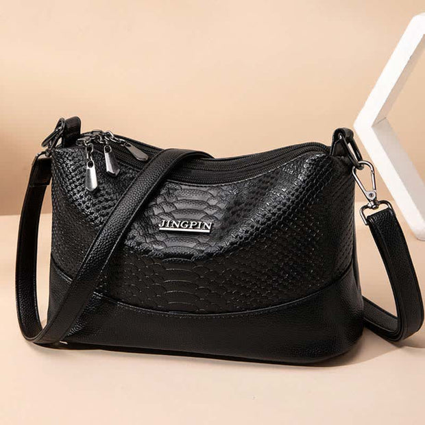 Triple Compartment Crossbody Bag for Women Vegan Leather Bucket Bag