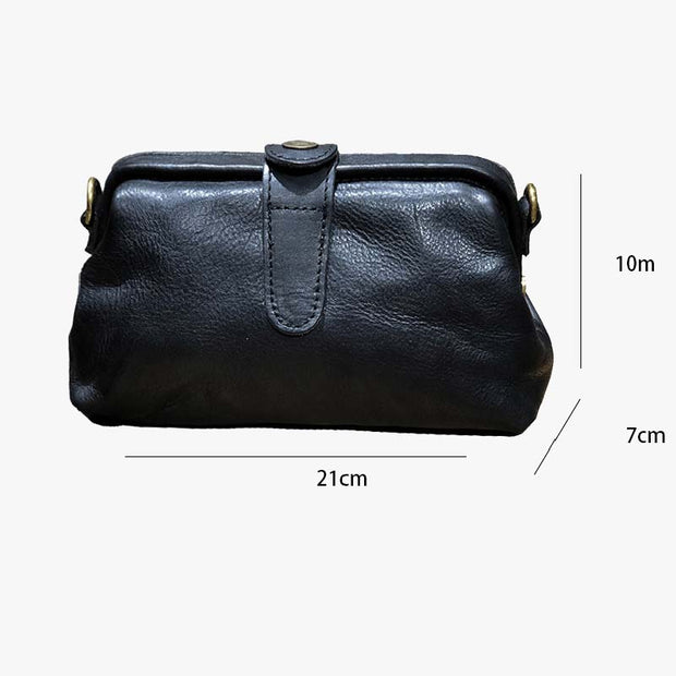 Horizontal Plain Color Leather Purse For Women Delicate Crossbody Bag