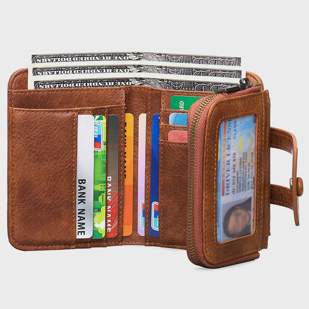 Wallet For Women Retro Slim Leather RFID Shopping Purse