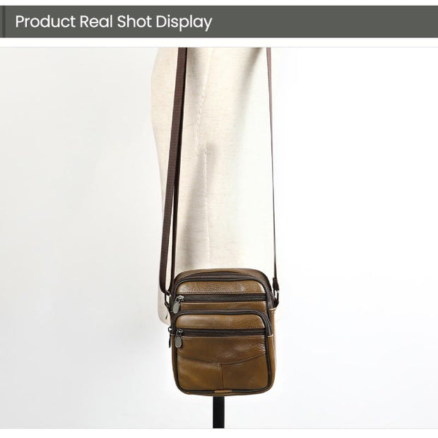 Retro Small Messenger Bag for Men Genuine Leather Shoulder Bag Purses
