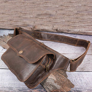Women Men Utility Waist Bag Adjustable Belt Leather Hip Purse
