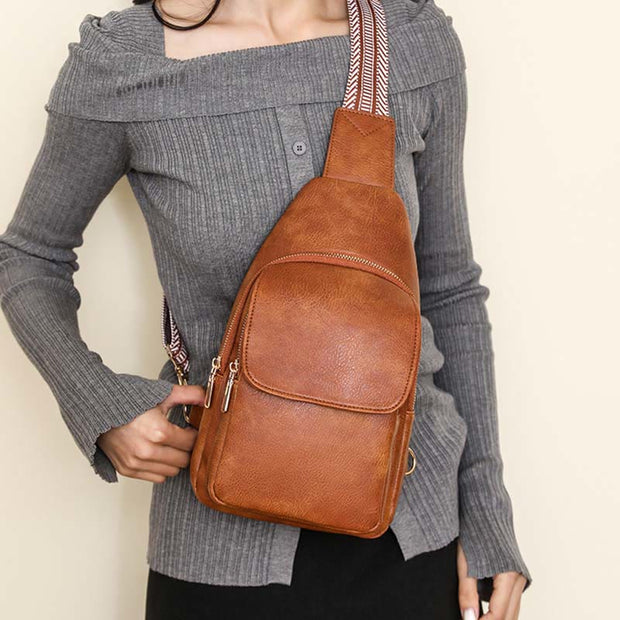 Sling Bag for Women Vegan Leather Trendy Ladies Crossbody Bag Chest Bag