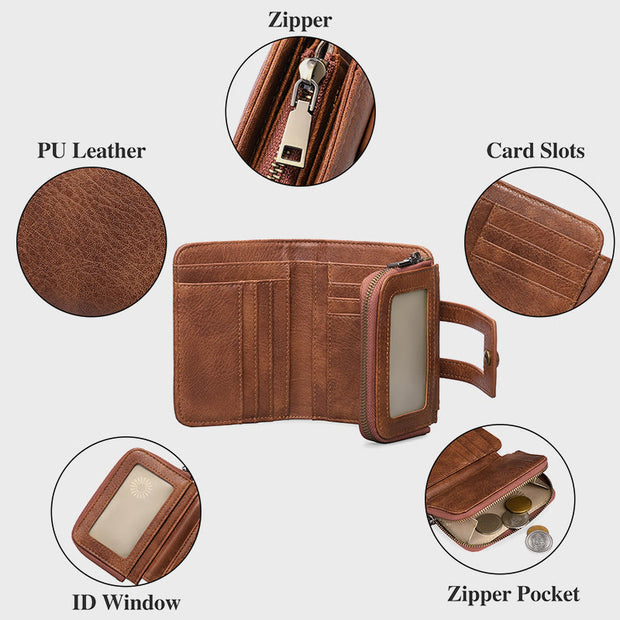 Wallet For Women Retro Slim Leather RFID Shopping Purse