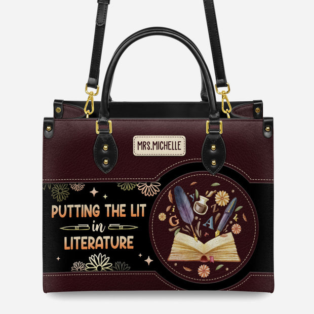 Custom Name Tote For Women Putting Lit In Literature
