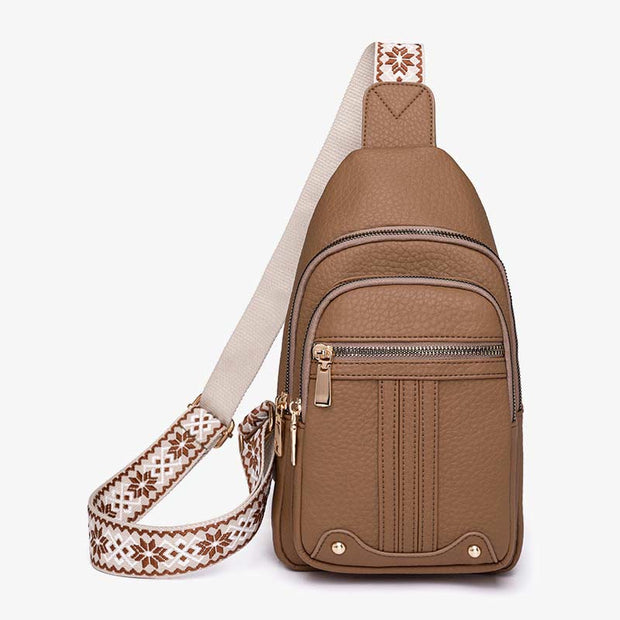 Vegan Leather Sling Bag for Women Travel Casual Crossbody Purse Chest Bag