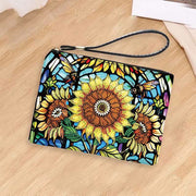 Diamond Coin Purse Zip Wallet DIY Sunflowers Diamond Wristlet Bag