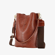 Limited Stock: Crocodile Print Leather Cross Body Purse Single Shoulder Bucket Bag
