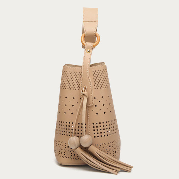 Top-Handle Bag For Women Tassel Hollow Out Crossbody Bag