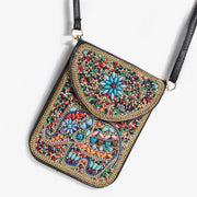 Bohemian Phone Bag Women Shell Flowers Pattern Magnetic Crossbody Bag