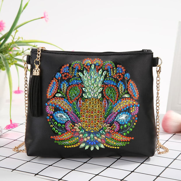 DIY Floral Skull Butterfly Diamond Art Painting Purse Tassel Crossbody Bag