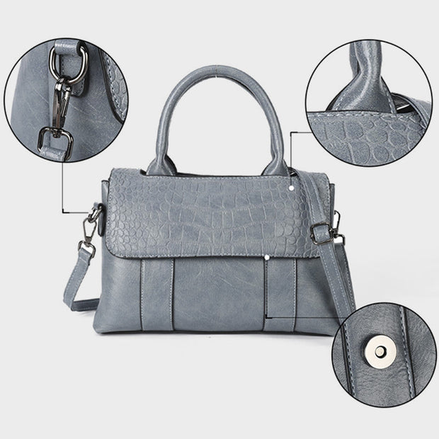 Top-Handle Bag For Women Crocodile Texture Simple Crossbody Bag