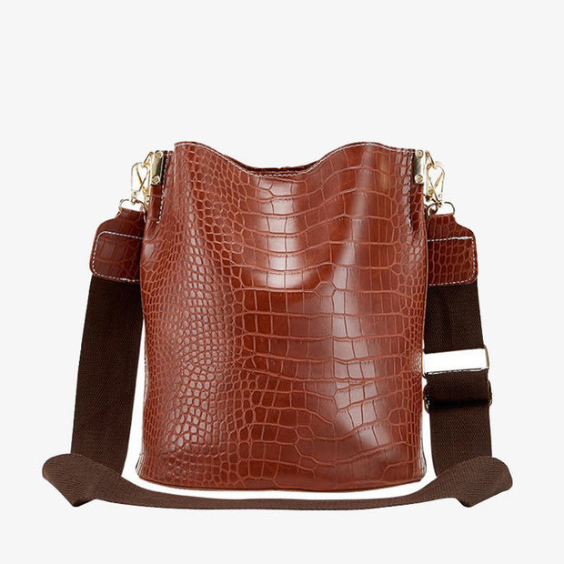 Limited Stock: Crocodile Print Leather Cross Body Purse Single Shoulder Bucket Bag