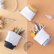 Pencil Case for Student Corduroy Pull-Down Telescopic Simple Pen Bag