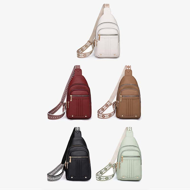 Vegan Leather Sling Bag for Women Travel Casual Crossbody Purse Chest Bag