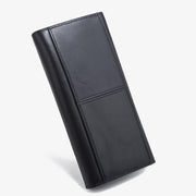 Minimalist Long Clutch For Men Plain Color Leather Money Clip