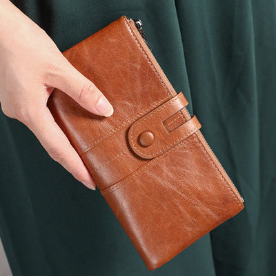 Genuine Leather RFID Long Wallet for Women