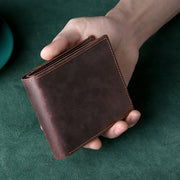 Men's Genuine Leather Wallet Slim Minimalist Bifold Front Pocket Wallet