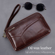 Genuine Leather Clutch Wallet Roomy Organized Wrist Purse Fit 7.9" Cellphone