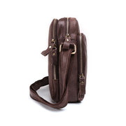 Men's Genuine Leather Triple Zip Classic Crossbody Bag