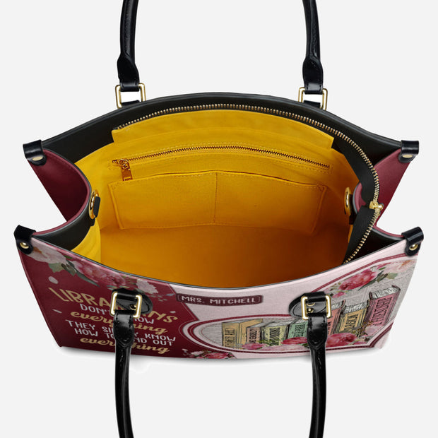 Custom Name Handbag For Women Heart Pattern Leather Tote