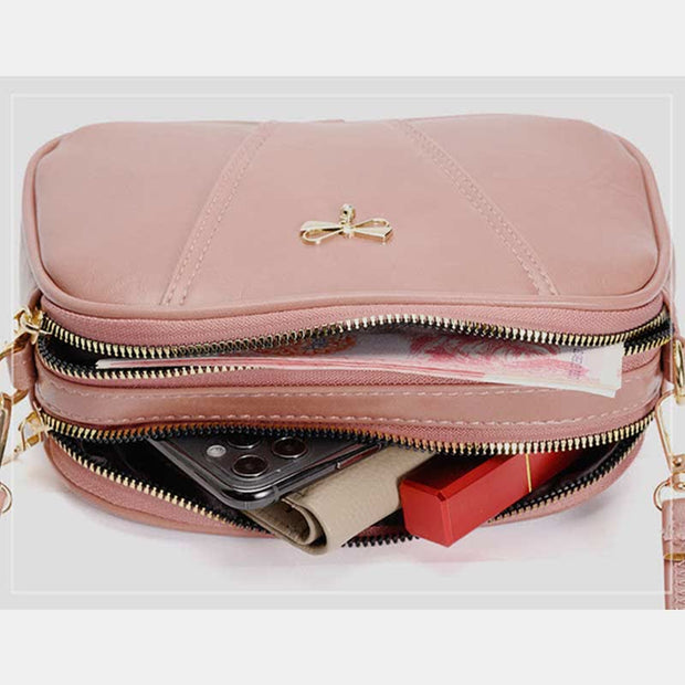 Small Double Compartment Faux Leather Crossbody Phone Bag for Women