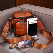 Retro Small Camera Bag for Women Oil Wax Leather Crossbody Purse