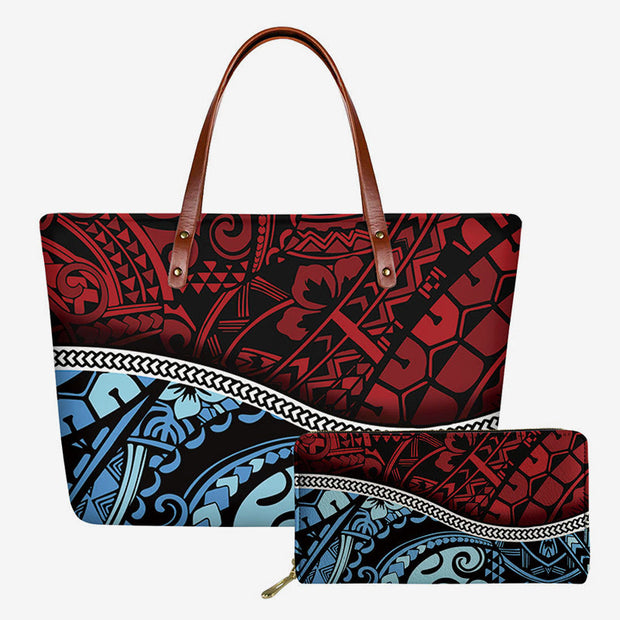 Polynesian Bag Set For Women Long Coin Purse Clutch Bag