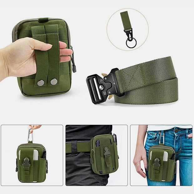 Mens Tactical Belt Military Nylon Web Duty Belt with Pouch&Hook