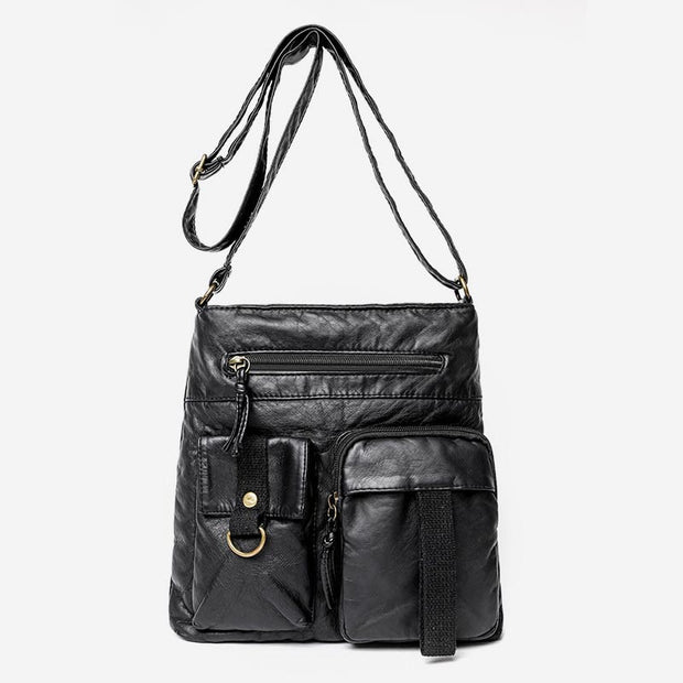 Crossbody Bag For Women Washed Casual Denim Leather Shoulder Bucket Bag