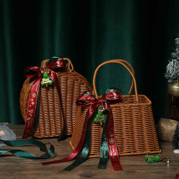Handmade Woven Handbag Gift Bag for Christmas Holiday Wedding Party