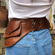 Medieval Unisex Boho Leather Utility Belt Bag Waist Bag Phone Pouch
