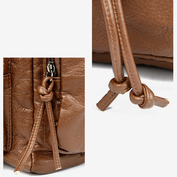 Rivet Backpack For Women Travel Soft Plain Color Leather Daypack