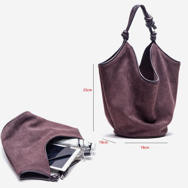 Tote Bag For Women Suede Minimalist Large Capacity Bucket Bag