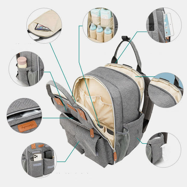 Diaper Bag Backpack Multifunction Waterproof Mommy Bag with Changing Pad