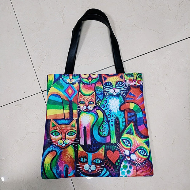 Graphic Painting Graffiti Tote Handbag for Women Lightweight Shoulder Bag