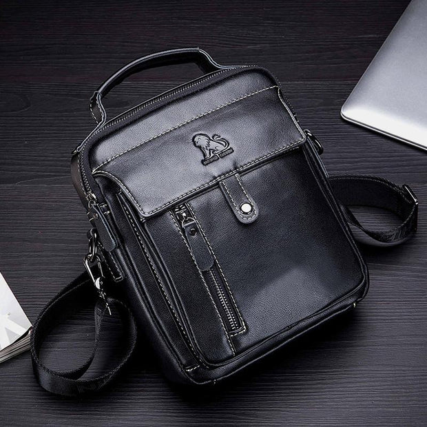 Large Capacity Real Leather Messenger Bag Crossbody Shoulder Purse Fit 9.7in iPad