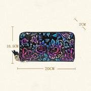 Wallet For Women Genuine Leather Retro Printing Large Capacity Purse