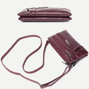 Clutch Wallet for Women Multi-Pocket Genuine Leather Wallet with Crossbody Strap
