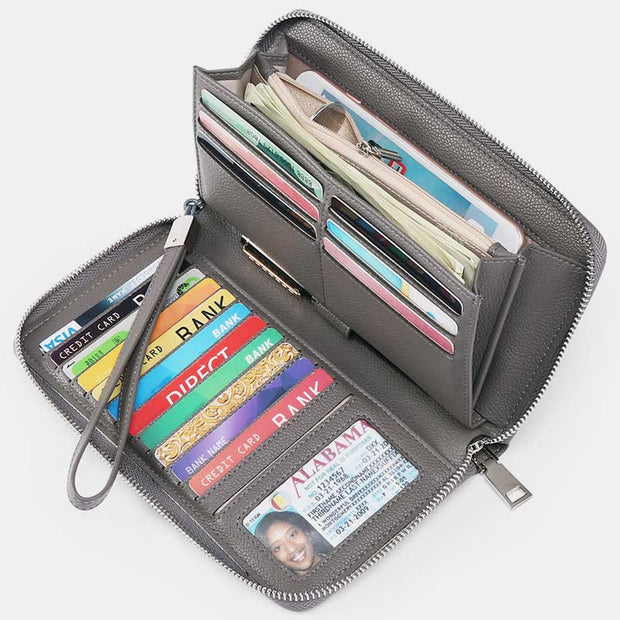 RFID Wallet for Women Large Capacity Card Slot Leather Purse