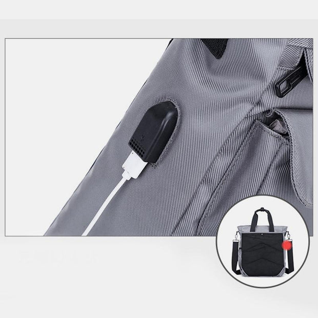 Usb Charging Multi-Pocket Handbag Crossbody Bag