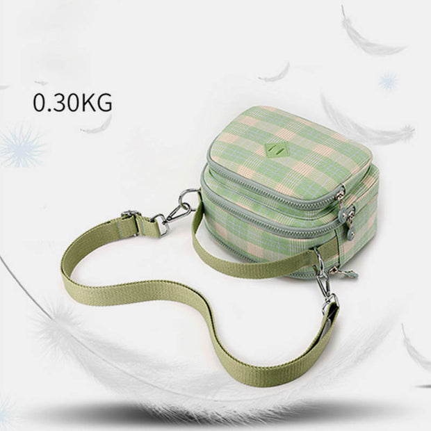 3 Layer Crossbody Bag for Women Lightweight Plaid Printed Shoulder Bag