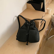 Drawstring Bucket Bag For Women Minimalist Leather Convertible Backpack