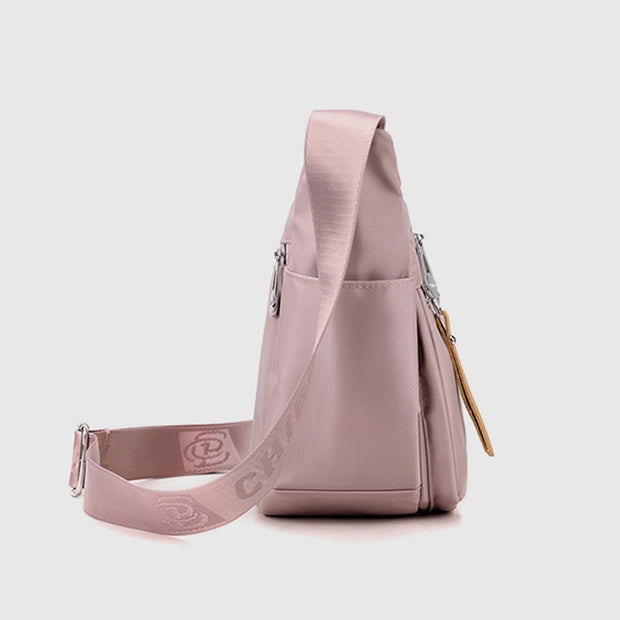 Nylon Crossbody Bag For Women Commuter Wide Shoulder Strap Purse
