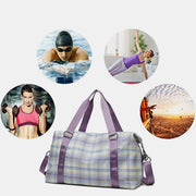 Large Capacity Waterproof Plaid Casual Fitness Travel Handbag