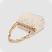 Women Winter Plush Handbag Fluffy Cherry Crossbody Shoulder Purse Hobo Bag