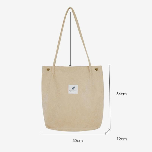 Tote Bag for Women Large Capacity Corduroy School Shoulder Bag