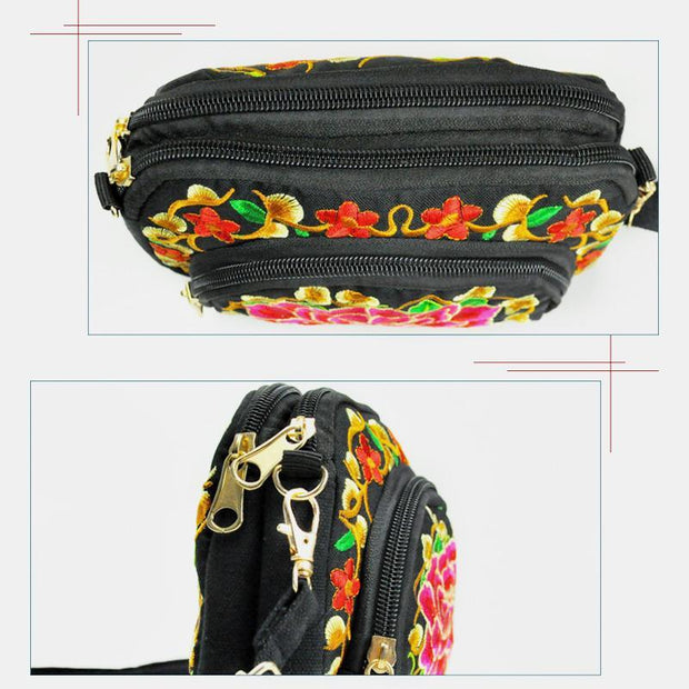 Embroidery Small Crossbody Bag Cell Phone Pouch