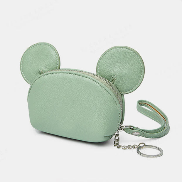 Small Cute Mouse Zip Coin Purses Leather Coin Change Purse Pouch