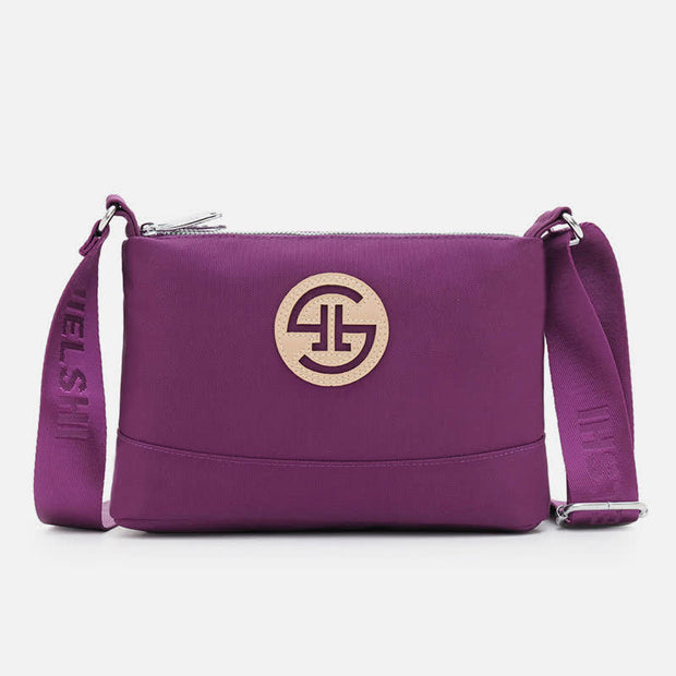 Triple Zip Small Crossbody Bag Lightweight Waterproof Nylon Handbag for Women